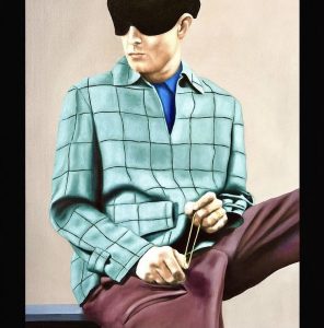 Aragall_Lady Rabbit´s insecure husband, Öl auf Karton, 40x50 cm