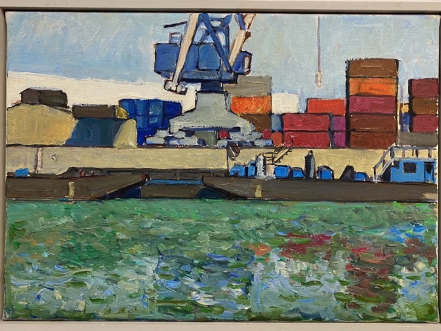 Egli_Freudenauer Hafen II, Öl auf Leinwand, 35 x 25 cm, 2010
